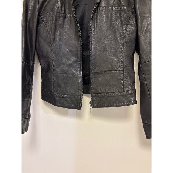 K & Q Black Faux Leather Jacket Women’s Size Small - Picture 3 of 4